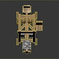 Wooden Mechanical Gate Structure with Metal Components and Sturdy Wooden Frame Design