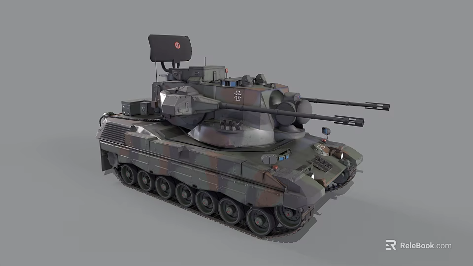 Military Armored Tank With Camouflage Paint Turret Weapon System Tracks And Equipment 3d model 