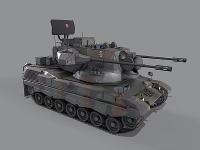 Military Armored Tank With Camouflage Paint Turret Weapon System Tracks And Equipment 3d model