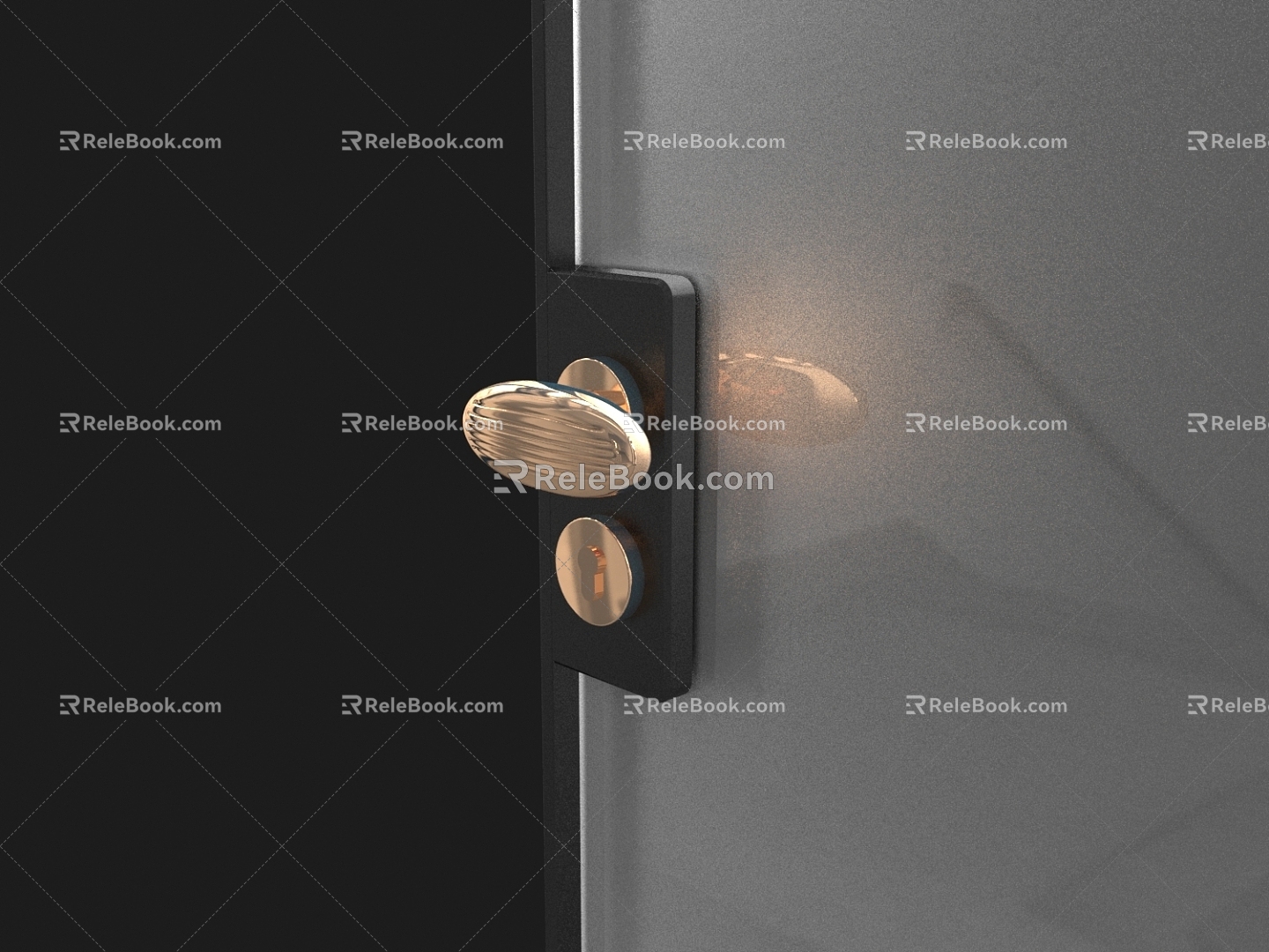 Retro old iron door lock 3d model