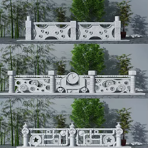 Industrial wind stone balustrade bridge balustrade 3d model