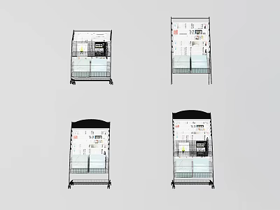 Various Retail Display Shelves With Multi Tier Storage And Mobile Wheels 3d model