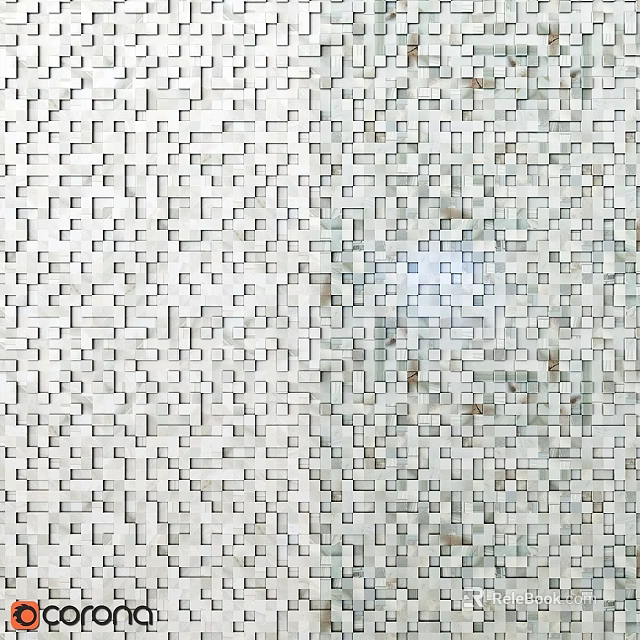 Modern Bathtub Design With Square Tile Wall In Contemporary Bathroom Interior 3d model 