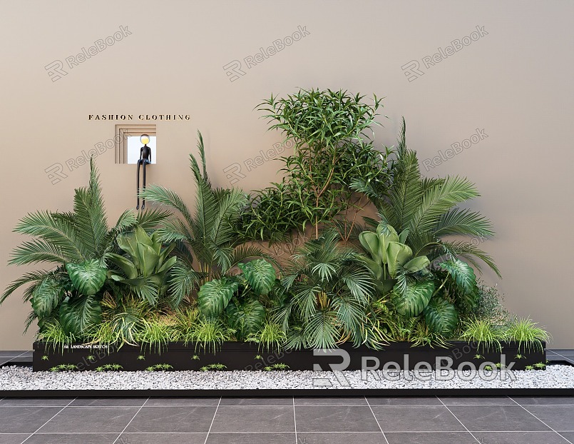 Green plant flower box plant combination courtyard sketch landscape model