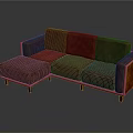 Modern Brown Leather Sectional Sofa With Wooden Frame And Ottoman