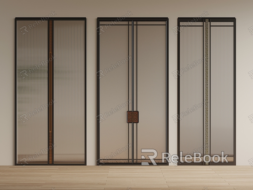 New Chinese style glass double door model