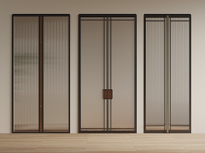 New Chinese style glass double door 3d model