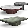 Modern Coffee Tables With Marble Tops Round And Rectangular Shapes And Colored Bases 3d model