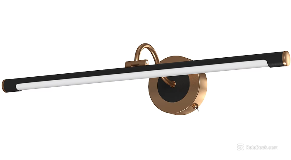Modern Wall Lamp With Golden Metallic Circular Base And Black White Strip 3d model 