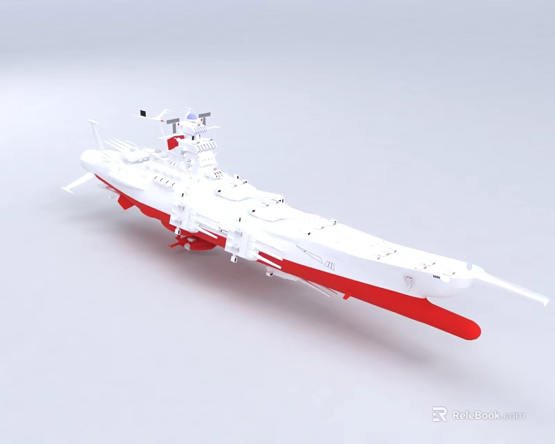 3D Rendered Warship With White Red Color And Detailed Structure 3d model 