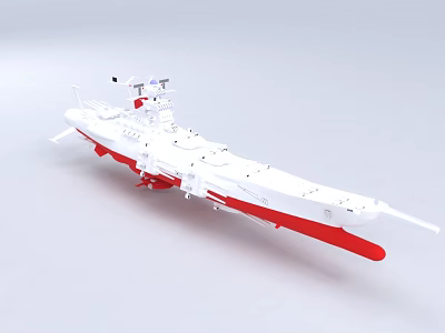 3D Rendered Warship With White Red Color And Detailed Structure 3d model