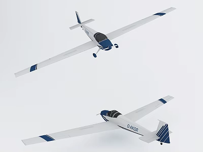 Two Passenger Plane Models With White Body And Blue Stripes On Wings 3d model