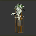 Stylish Copper Metal Plant Stands With Green Leafy Plants For Garden Decor