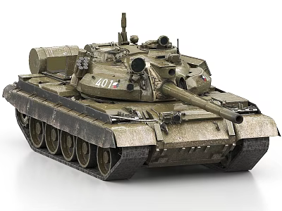 Military Tank With Number 40 Detailed Turret Cannon Tracks And Camouflage Paint 3d model