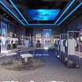 Modern CMKE Clothing Store Interior Featuring Trendy National Style Clothing Displays And Blue Lighting