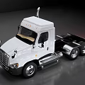 White Heavy Duty Commercial Utility Truck With Modern Cab And Dual Rear Wheels