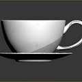 Plant Themed Latte Art Design In White Coffee Cup On Black Table With Saucer