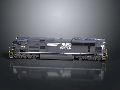 Gray Norfolk Southern NS 102 Locomotive Train Model Display With Detailed Wheels And Cab 3d model