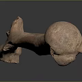 Terracotta Long Shaped Garden Ornament with Textured Surface and Holes on Dark Reflective Background