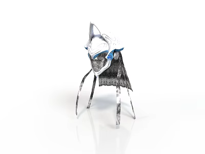 Fantasy Mythical Creature Character With Wolf Like Head Horns Cloak And Slender Legs 3d model