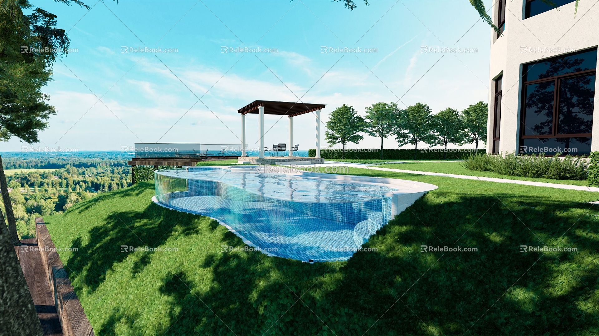 Outdoor acrylic swimming pool 3d model