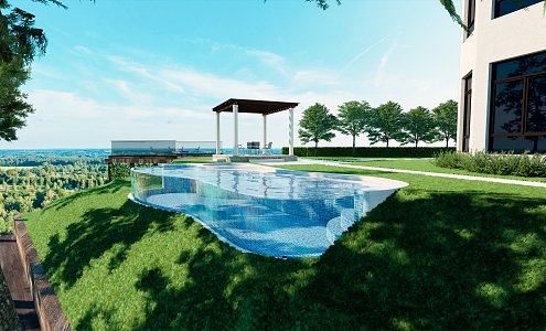 Outdoor acrylic swimming pool 3d model