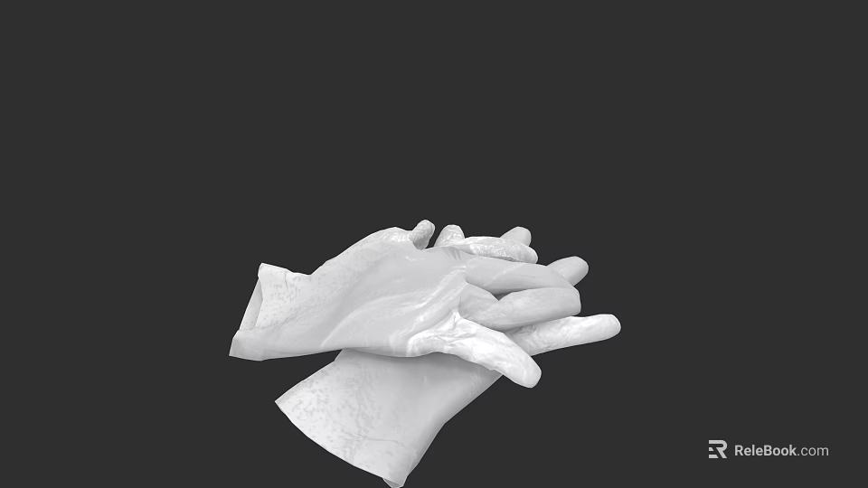 White Gloves Laid Out On Dark Background With Clean Simple Design 3d model 