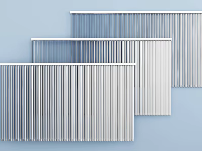 Pleated Curtains In Light Blue White And Gray Tones With Modern Vertical Design 3d model