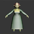 Green Skinned Mythical Creature Character Wearing Green Dress and Red Headscarf Standing Pose
