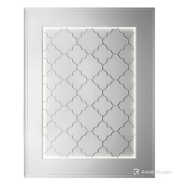 Modern White Ceiling Design With Geometric Lattice Pattern And Recessed Lighting 3d model 