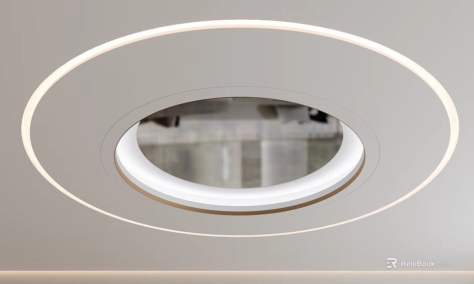 Modern Circular Ceiling Design With Recessed LED Lights And Clean Lines 3d model 