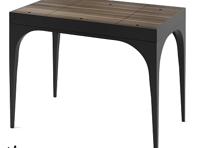 Modern Dressing Table with Wooden Top and Black Curved Legs Design 3d model
