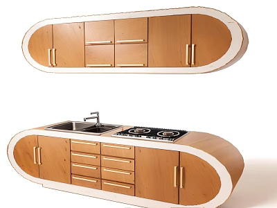Modern Oval Shaped Wooden Washbasin Vanity With Sink Cabinets And Drawers 3d model