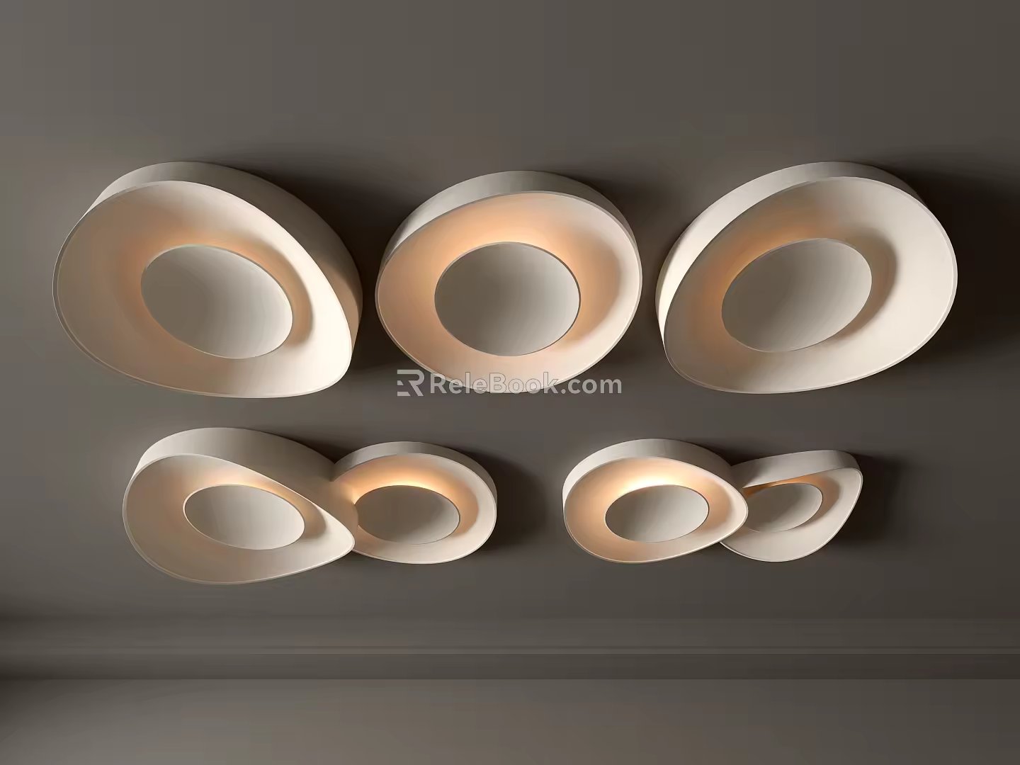 3d ceiling lamp round ceiling lamp bedroom lamp artistic shape lamp fashion living room lamp model combination 3d model