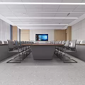 Modern Spacious Conference Room With Long Table Chairs And Large Screen 3d model