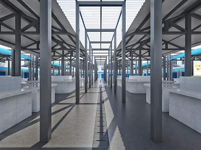 Modern Supermarket Department Store Interior With Shelves Aisles And Product Displays 3d model
