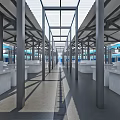 Modern Supermarket Department Store Interior With Shelves Aisles And Product Displays