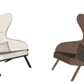 Modern Two Tone Accent Chairs Featuring Wingback Design Quilted Stitching And Metal Legs 3d model