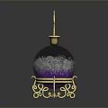 Decorative Transparent Glass Globe With Golden Stand Purple Liquid And Snowflake Pattern