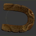 Stone Wood Carved Sculpture With U Shaped Design And Decorative Patterns 3d model