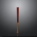 Traditional Weapon Knife With Red Blade And Wooden Handle Design