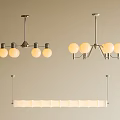 Modern Chandeliers Featuring White Globe Shades And Sleek Silver Metal Structures 3d model
