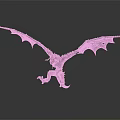 Red and Black Winged Dragon Fantasy 3D Model With Detailed Mythical Features