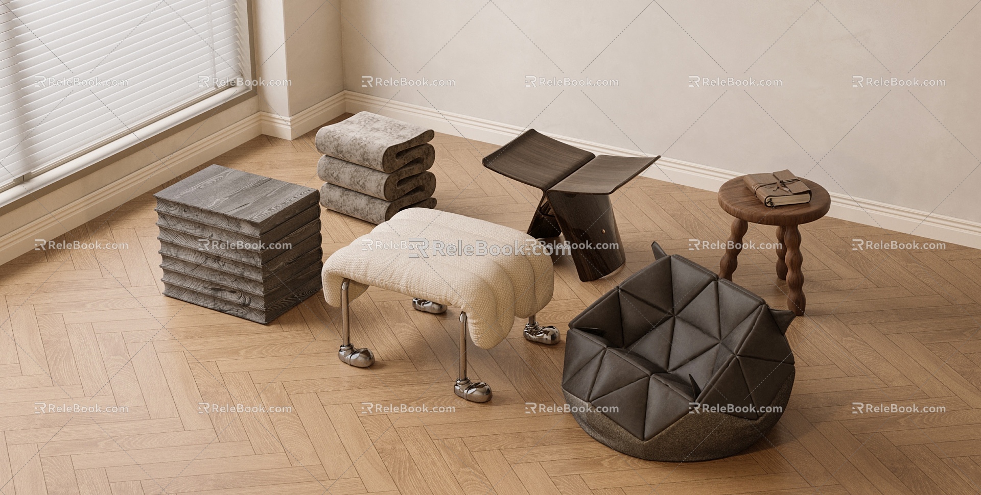 Leisure stool soft stool 3d model