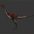 Vibrant Long Neck Dinosaur With Red And Green Coloration Standing On Gray Background