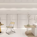 OIOI Clothing Store Interior With White Decor Arched Doorway Display Shelves And Chair