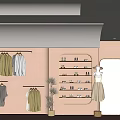 Modern Fashion Clothing Store With Hanging Clothes Mannequin And Shoe Shelves Minimalist Interior Design