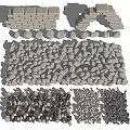 Various Stone Blocks Pebbles and Wood Samples with Different Textures and Shapes 3d model