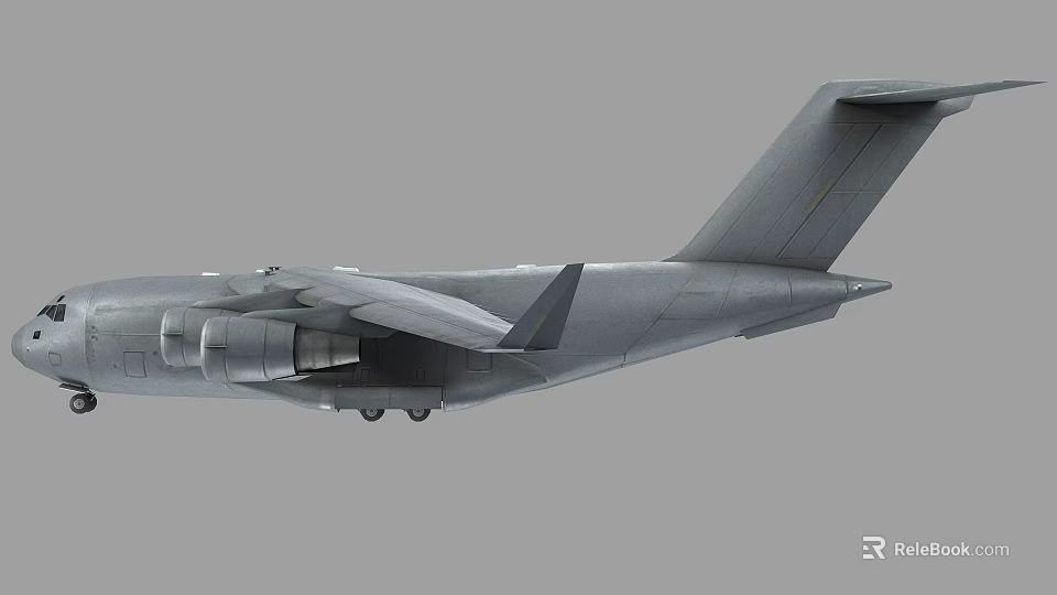 Gray Fighter Jet Side View With Tail Wing Main Wings And Twin Engines 3d model 