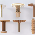 Modern Wooden Columns With Various Creative Shapes And Decorative Design Elements 3d model